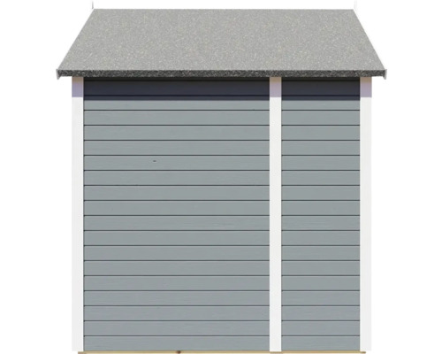 Trädgårdsskjul med horisontell träpanel och takpapp