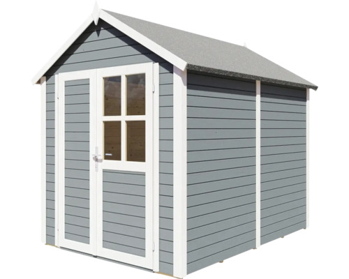 Trädgårdsskjul med dubbeldörr och fönster