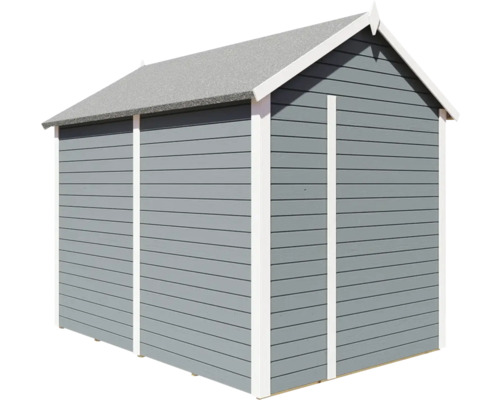 Trädgårdshus med sadeltak och horisontell träpanel