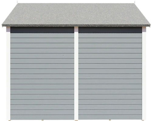 Trädgårdshus med horisontal träpanel och sadeltak