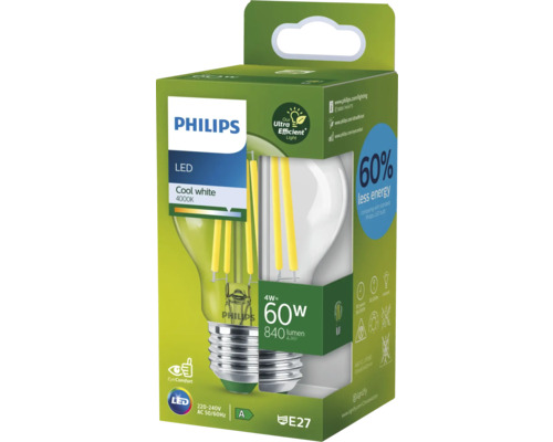 Philips LED-lampa i förpackning, E27 sockel, 4 watt, 840 lumen