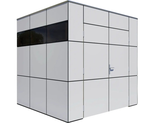 Trädgårdshus med fönster och dörr