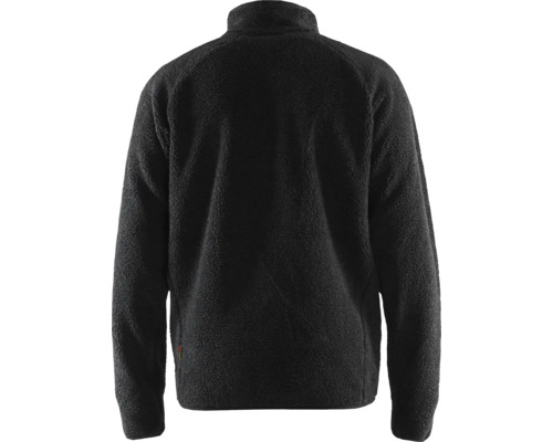 Baksidan av en fleecejacka med dragkedja.