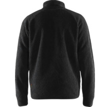 Svart fleecejacka med dragkedja, bakifrån.