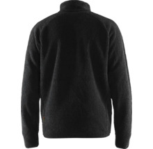 Svart fleecejacka med dragkedja, bakifrån.