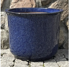 Blå keramisk blomkruka