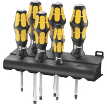 Sex Wera skruvmejslar med hållare
