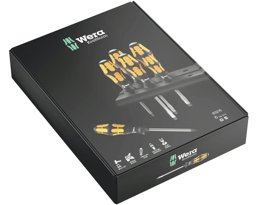 Wera Kraftform skruvmejselset med sex delar i produktförpackning