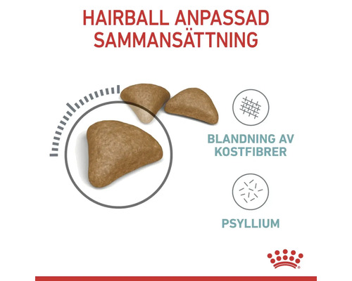 Kattmat för att minska hårbollar med fibrer och psyllium