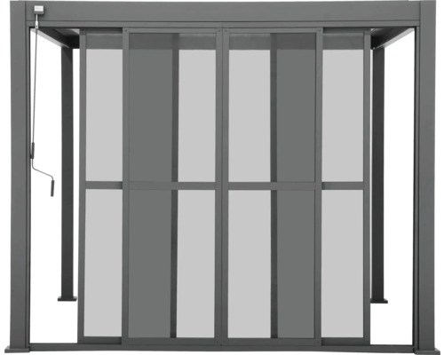 Grå paviljong med insynsskydd