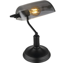Bordslampa i bankstil med grå skärm och svart bas