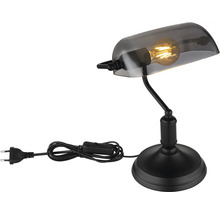 Bordslampa i bankstil med glasskärm och ljuskälla