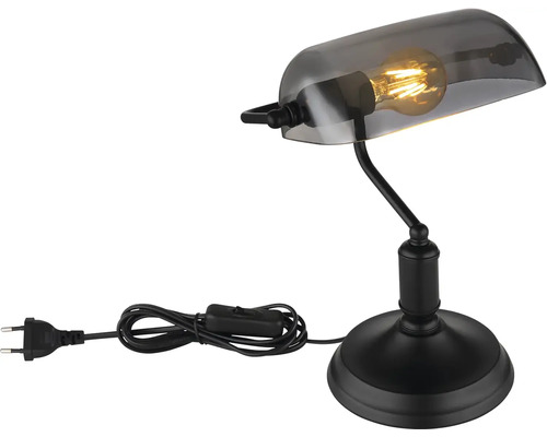 Bordslampa i bankstil med glasskärm och ljuskälla