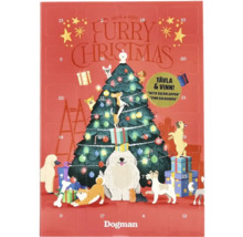 Dogman adventskalender med hundillustrationer och texten ''Have a Very Furry Christmas''