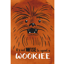Illustration av Chewbacca med citatet: Det är inte klokt att reta en Wookiee.