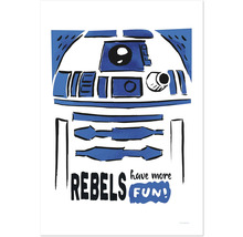 Illustration av en robot med texten rebeller har roligare