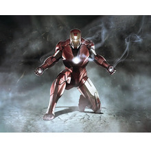 Illustration av en Iron Man-figur i aktion.
