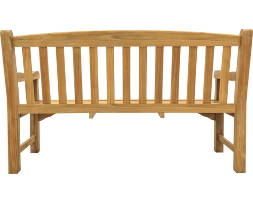 Baksidan av en trädgårdsbänk i teak.