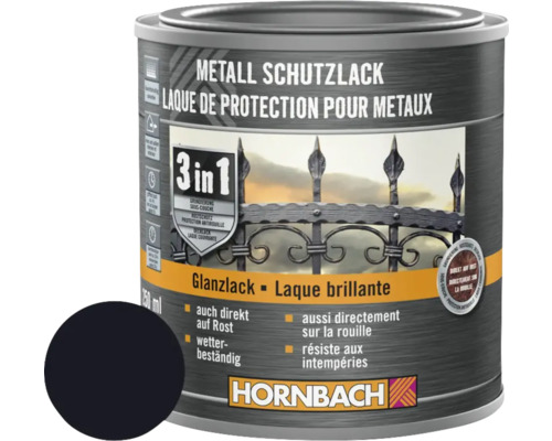 Metallskyddslack HORNBACH 3i1 70 blank svart 250ml