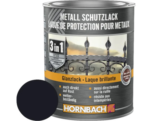 Metallskyddsfärg HORNBACH 3i1 glanslack svart 750ml