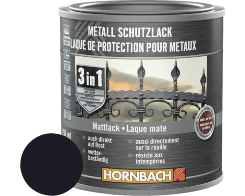 Metallskyddslack HORNBACH 3i1 40 halvblank svart 250ml