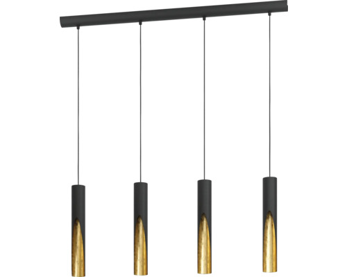 Taklampa EGLO Barbotto svart/guld Pendellampa med fyra lampor för inomhusbruk