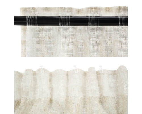 Dekorativa sjalar av linne med olika upphängningsmetoder.