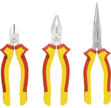 Set med tre tänger: sidavbitare, kombinationstång och spetstång