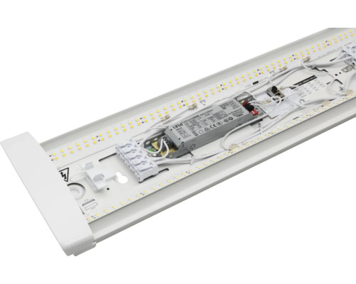 Invändig vy av en LED-fuktsäker lampa med kablage