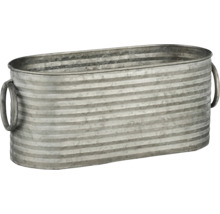 Oval blomlåda i metall med handtag