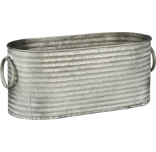 Oval planteringslåda i zink med handtag
