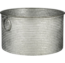 Rund metallplanteringskruka med handtag