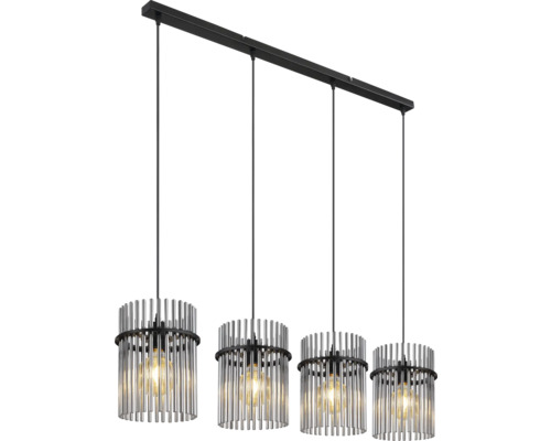 Pendellampa med fyra lampor och cylindriska lampskärmar