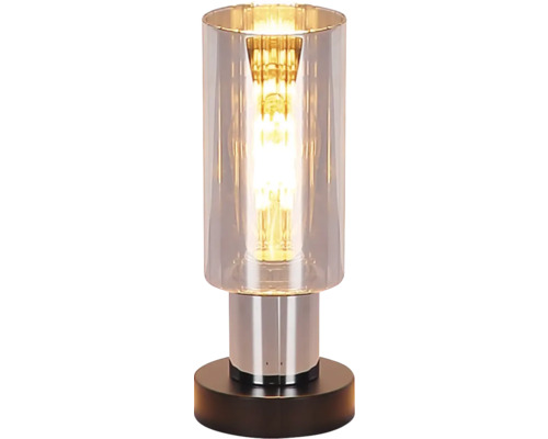 Bordslampa med glasskärm och metallfot