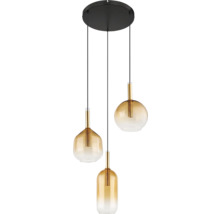 Taklampa med tre lampskärmar i glas