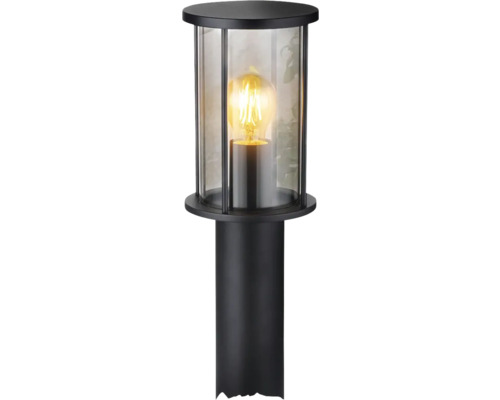 Svart gångvägsbelysning med glasinsats och glödlampa