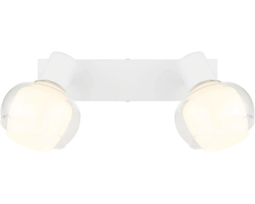 Vägglampa med två spotlights och klara glasskärmar