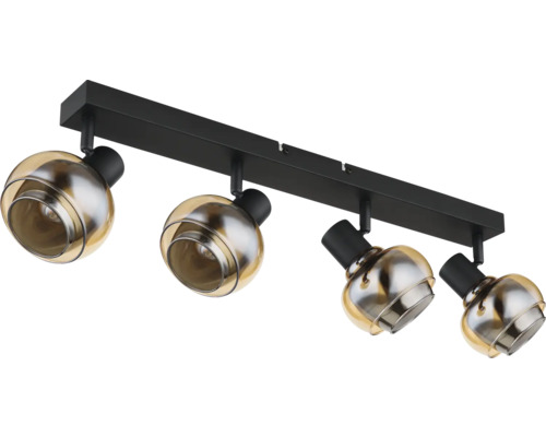 Taklampa med fyra spotlights med runda skärmar