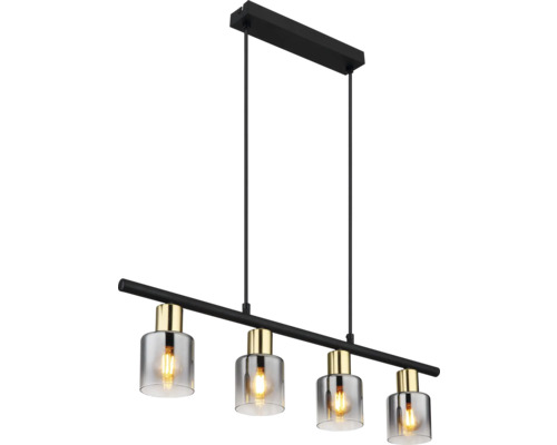 Pendellampa med fyra lampor och glasskärmar