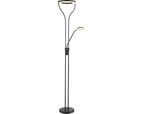 Golvlampa med läslampa och runda lampskärmar