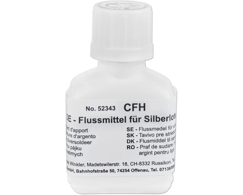 Flussmedel för silverslod i en vit flaska