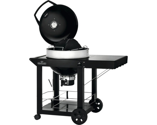 Klotgrill med förvaringsutrymme och öppet lock