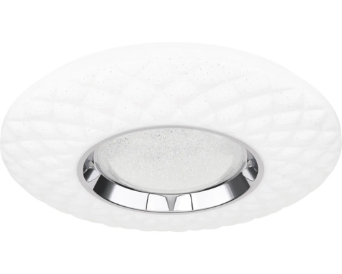 Vit taklampa med rutmönster och kromring