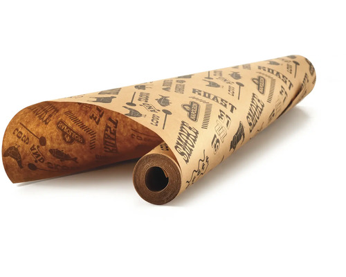 Rulle bakplåtspapper med tryck för rökning, stekning och långsam tillagning