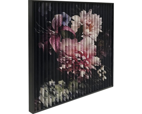 Canvastavla Dark Flower med 3D-alternerande effekt inramad 80x80cm