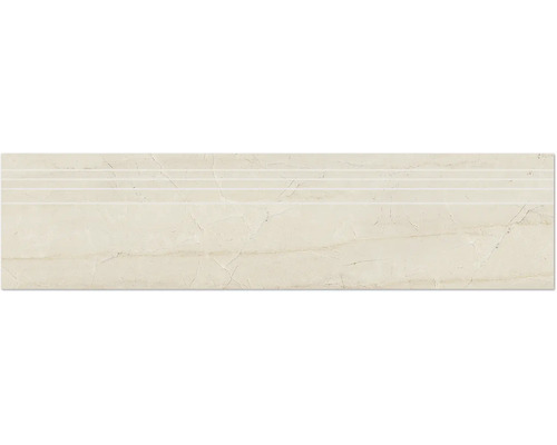 Trappsteg Living cream beige blank marmoroptik 29,5x120x0,9 cm Trappstegsplatta med marmorutseende