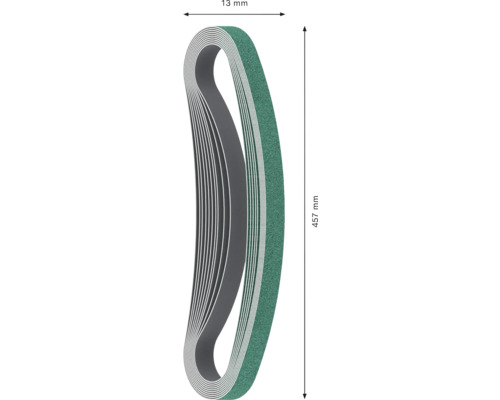 Slipband med måtten 457 mm längd och 13 mm bredd