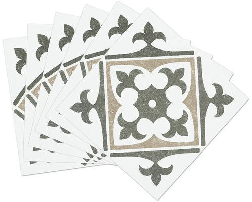 Flera dekorativa plattor med kvadratiskt mönster