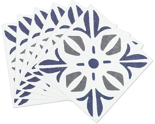 Flera fyrkantiga kakeldekaler med blommönster