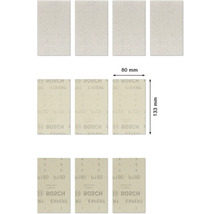 Flera sandpapper av märket Bosch med måtten 80 mm x 133 mm